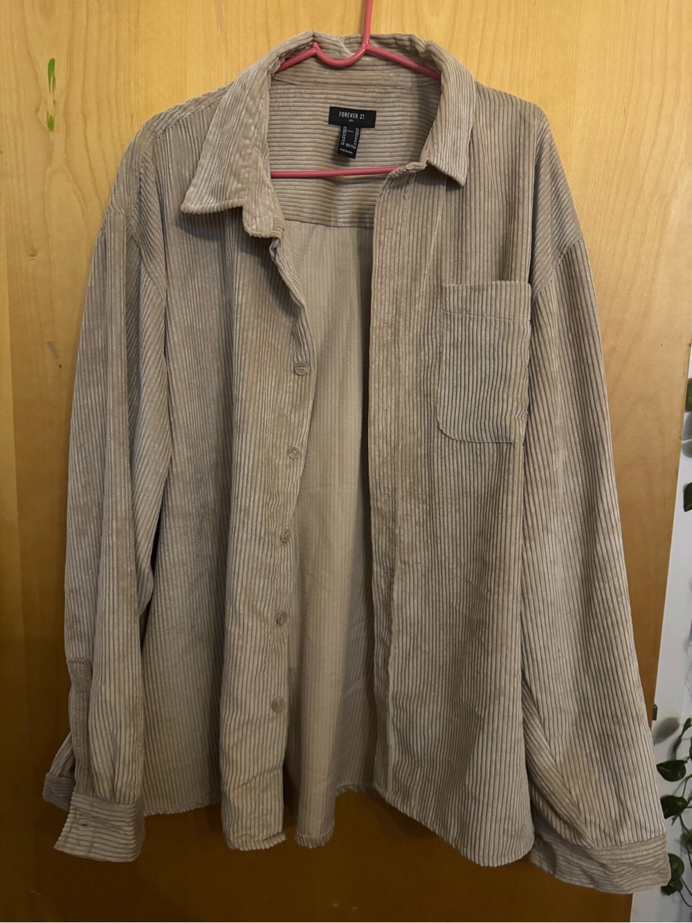 Forever 21 Men XL Corduroy Shirt Jacket Shacket Tan Oversized